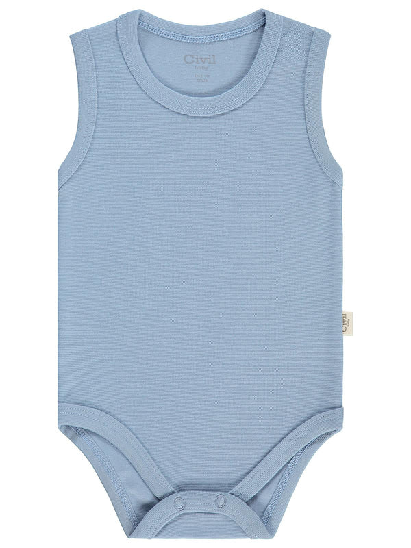 Civil Baby Organik 5 li Sıfır Kol 3-9 Ay Çıtçıtlı Badi - Mavi