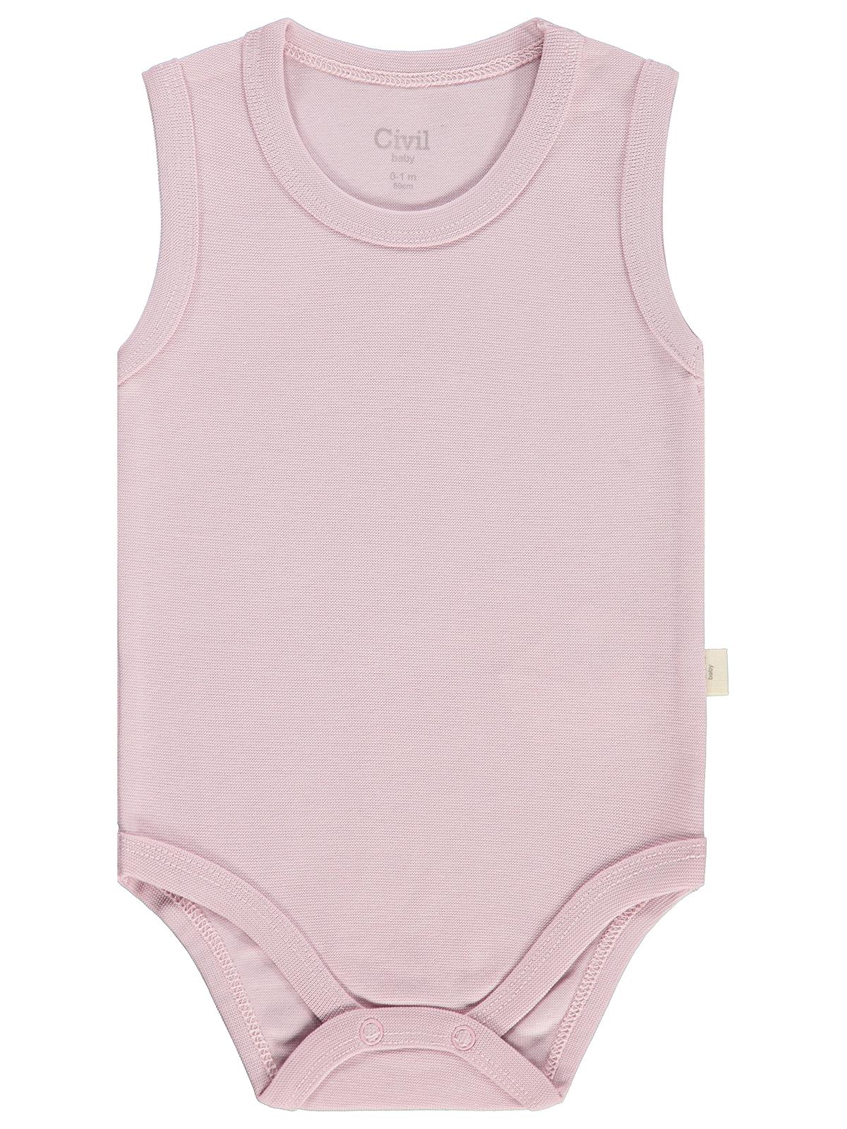 Civil Baby 5 li Organik Sıfır Kol 0-36 Ay Çıtçıtlı Badi - Pembe