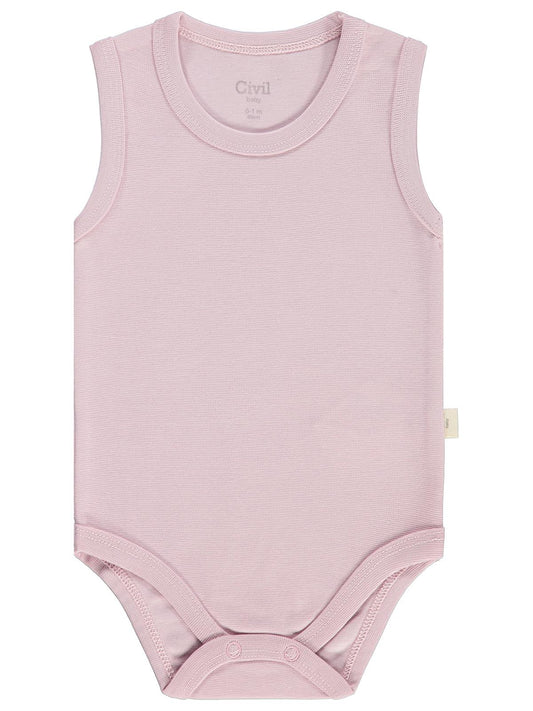 Civil Baby 5'li Organik Çıtçıtlı Badi Seti | Pamuklu Kolsuz | Ribana Bebek Atlet - Pembe