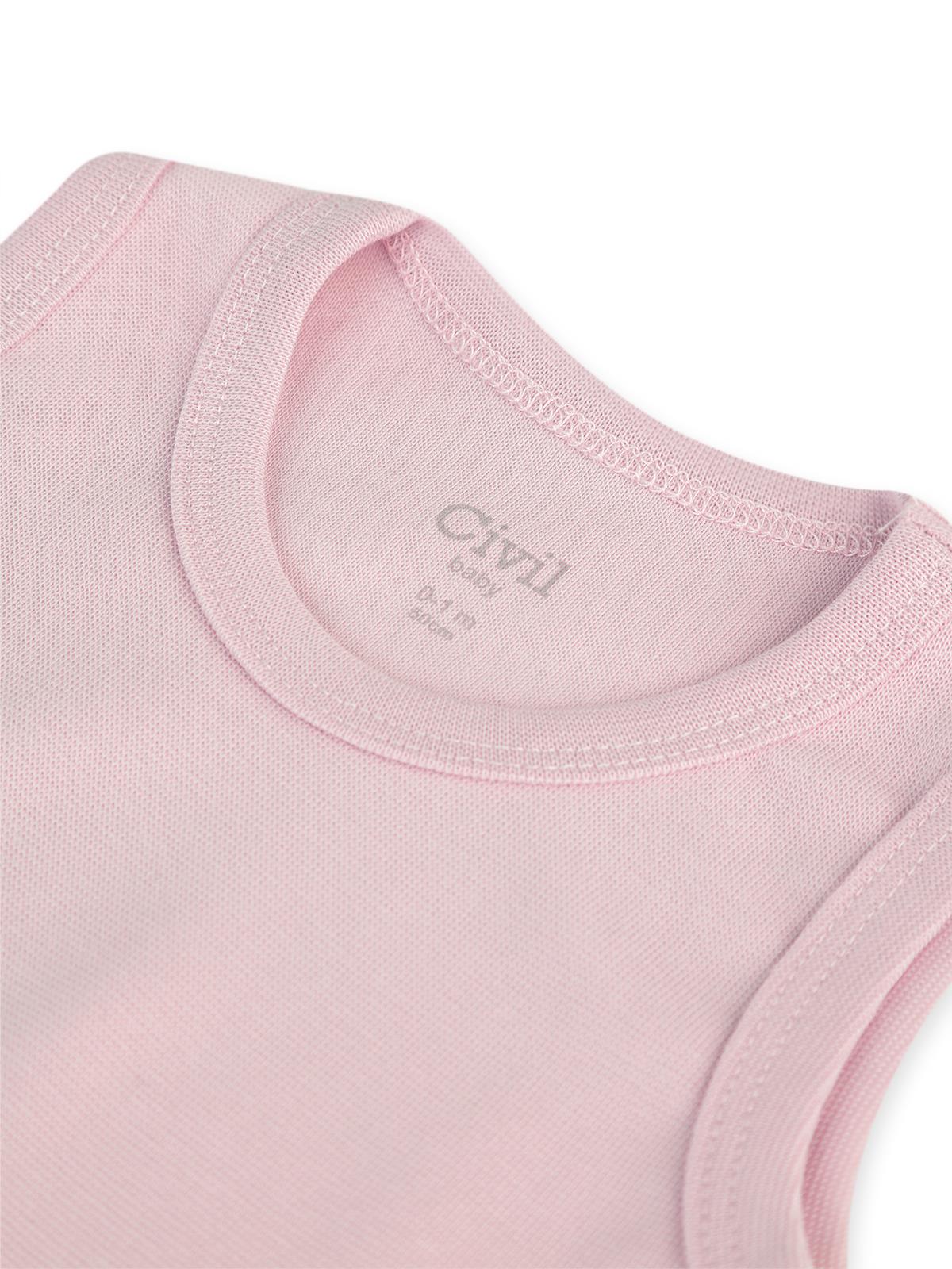 Civil Baby Organik 5 li Sıfır Kol 3-9 Ay Çıtçıtlı Badi - Pembe