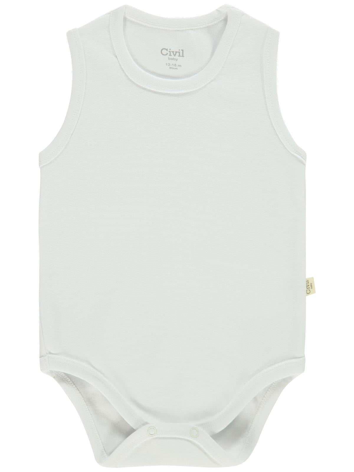 Civil Baby Organik 5 li Sıfır Kol 1-3 yaş Çıtçıtlı Badi - Ekru
