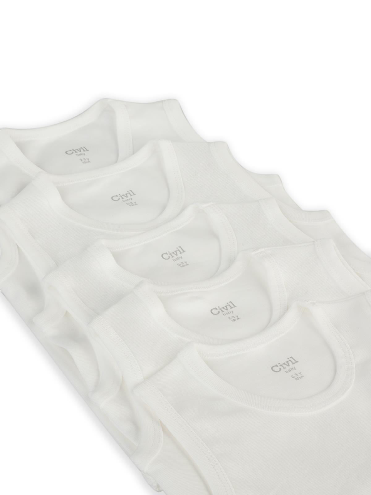 Civil Baby 5 li Organik Sıfır Kol 0-36 Ay Çıtçıtlı Badi - Bej