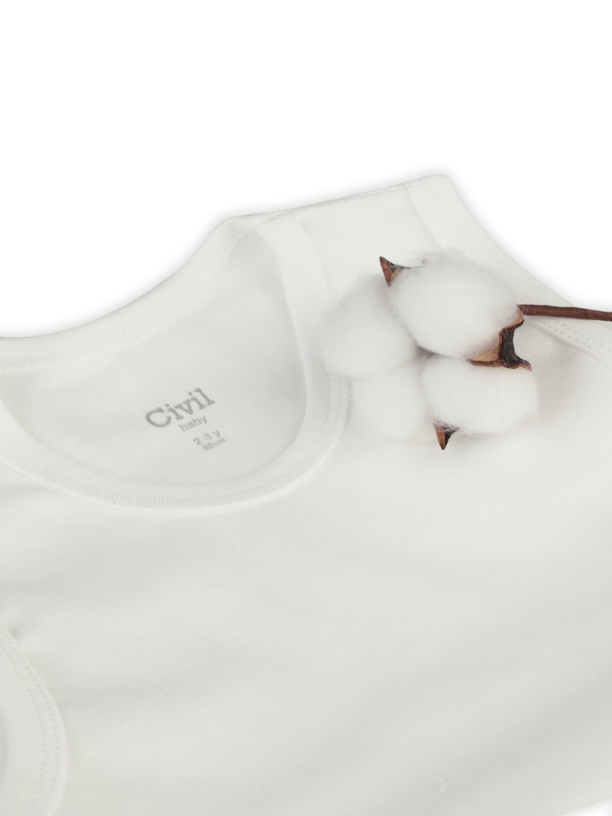 Civil Baby 5 li Organik Sıfır Kol 0-36 Ay Çıtçıtlı Badi - Bej