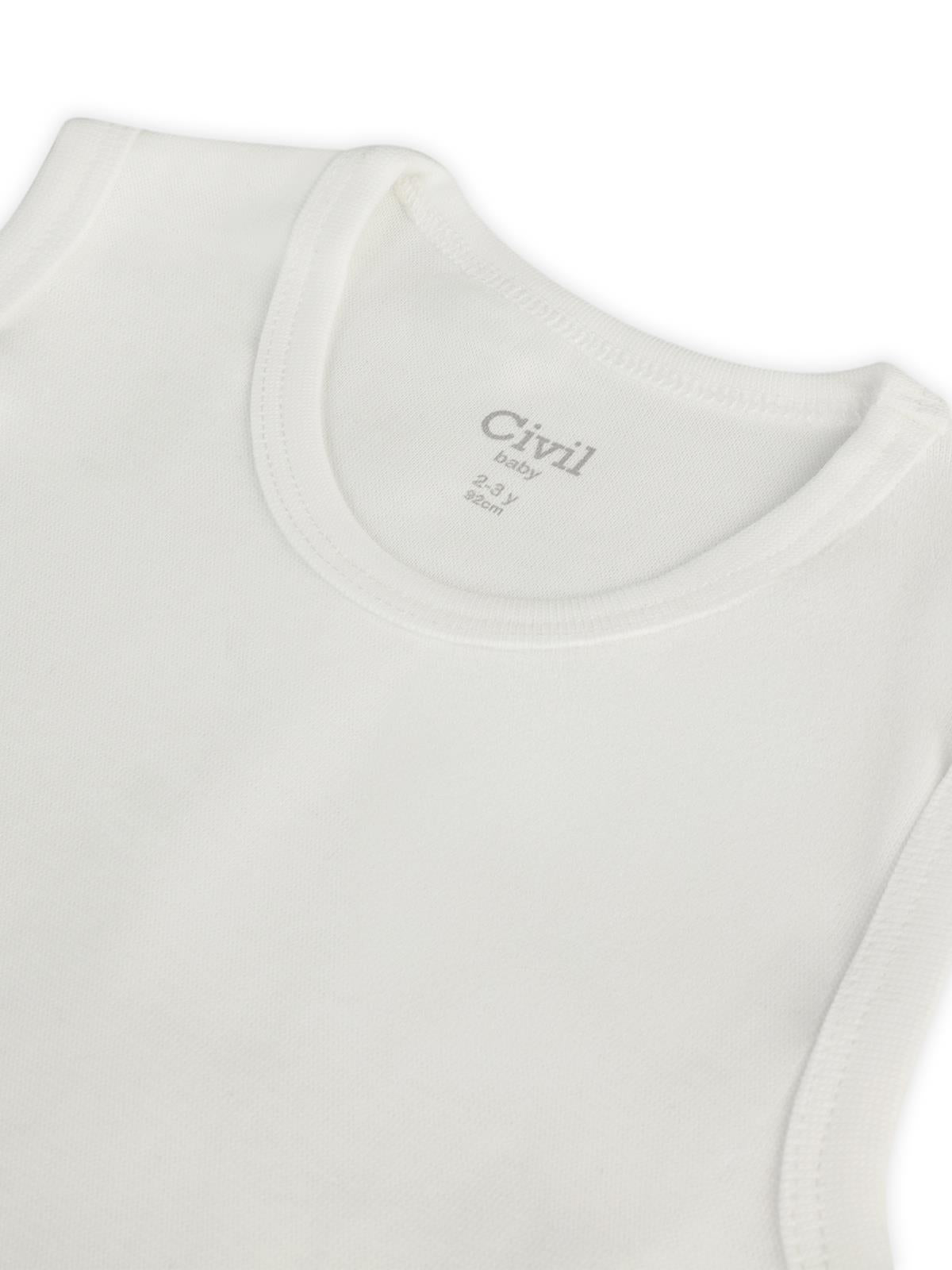 Civil Baby Organik 5 li Sıfır Kol 1-3 yaş Çıtçıtlı Badi - Ekru