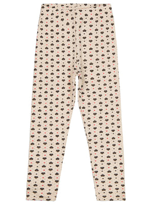 Civil Girls Kalp Desenli 6-9 Yaş Tayt - Ekru