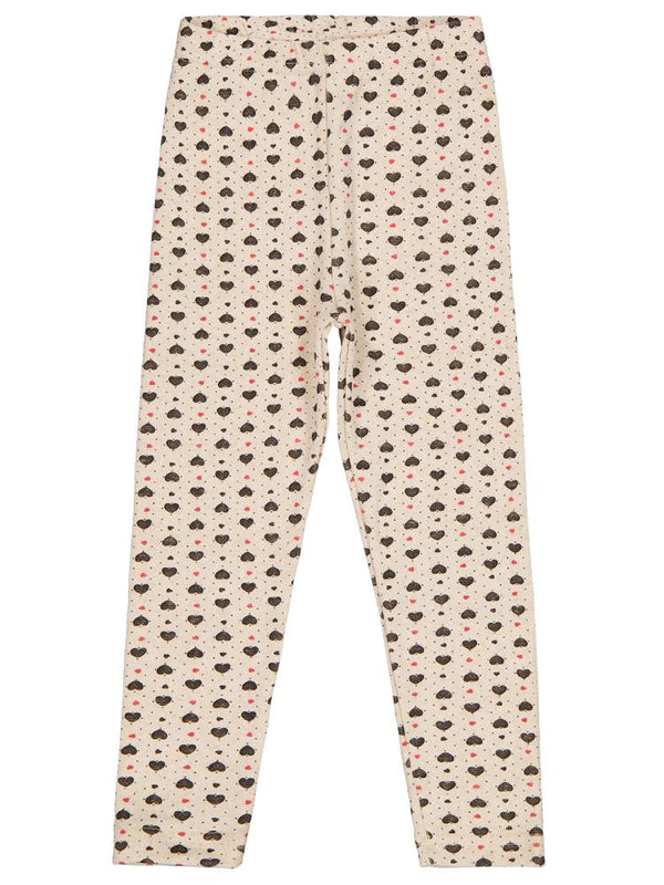 Civil Girls Kalp Desenli 6-9 Yaş Tayt - Ekru