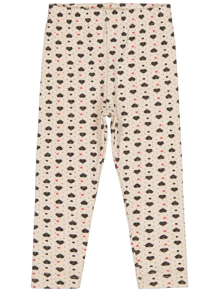 Civil Girls Kalp Desenli 2-5 Yaş Tayt - Ekru