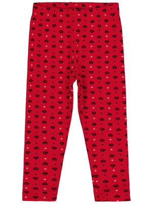 Civil Girls Kalp Desenli 2-5 Yaş Tayt - Kırmızı