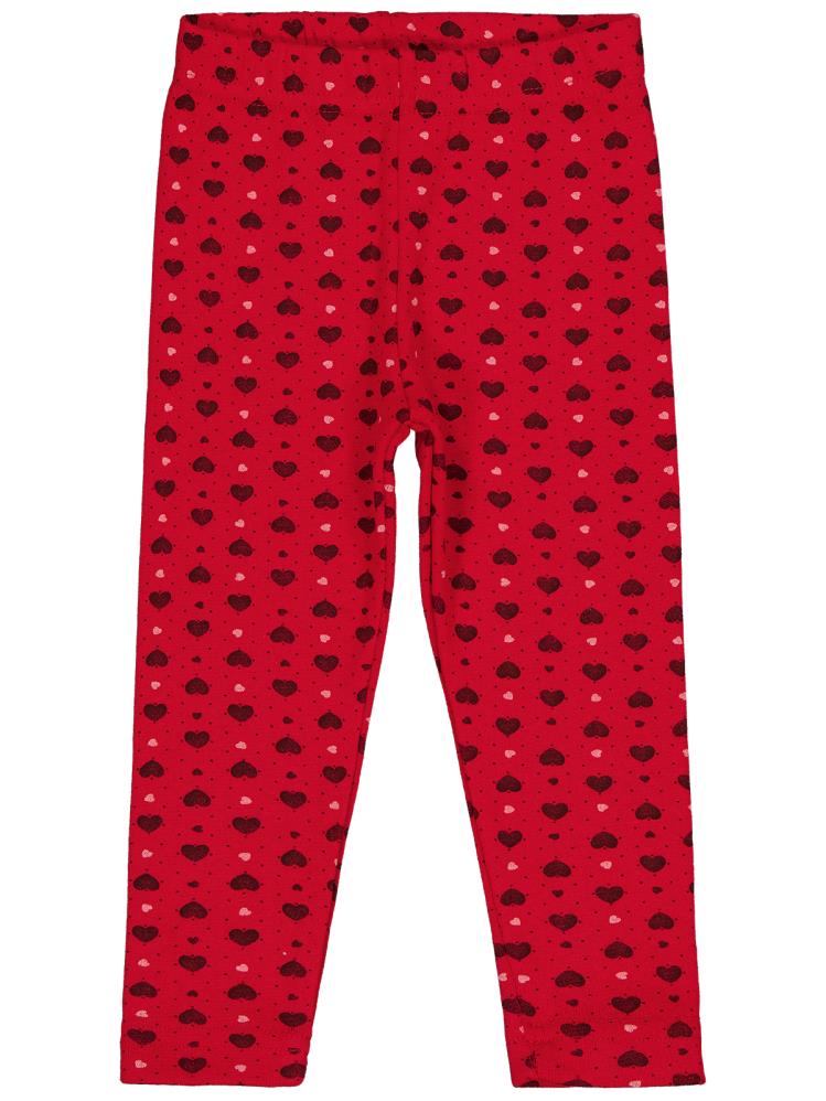 Civil Girls Kalp Desenli 2-5 Yaş Tayt - Kırmızı