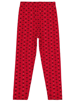 Civil Girls Kalp Desenli 6-9 Yaş Tayt - Kırmızı