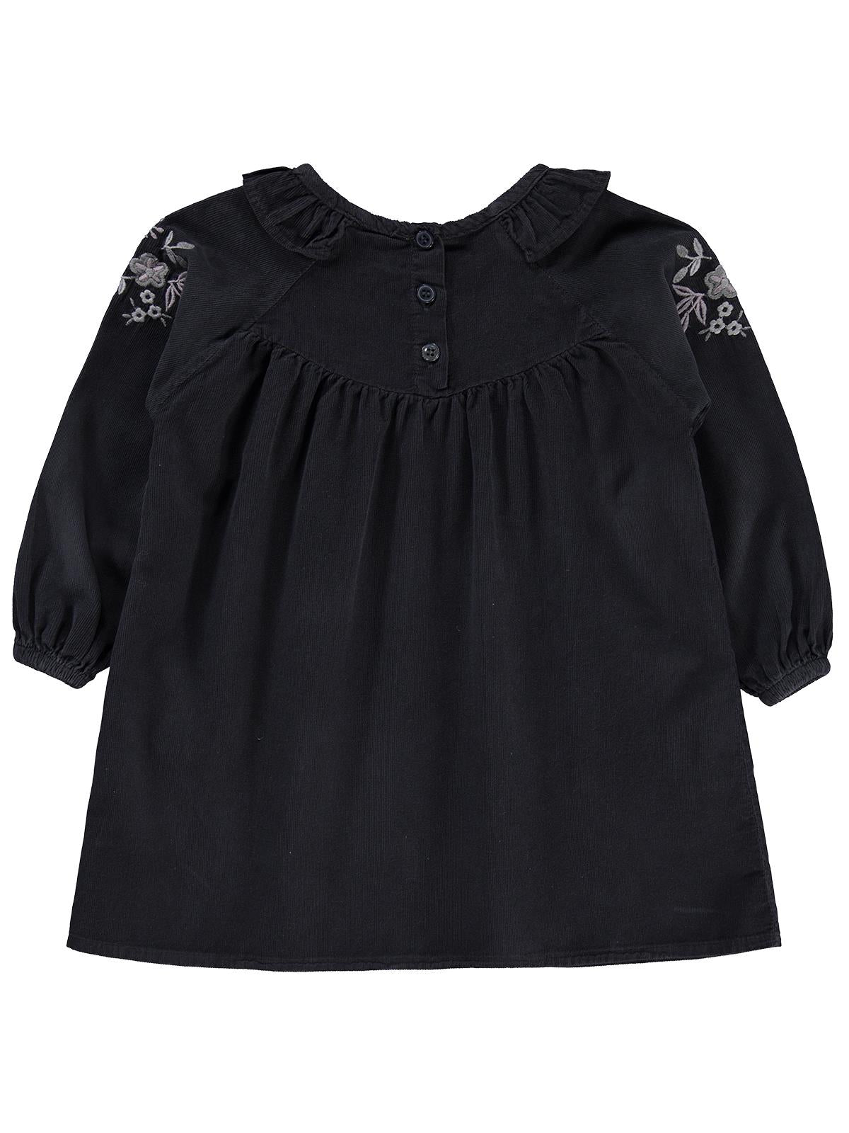 Civil Girls Yakası Nakışlı 2-5 Yaş Elbise - Gri