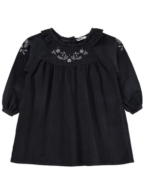 Civil Girls Yakası Nakışlı 2-5 Yaş Elbise - Gri