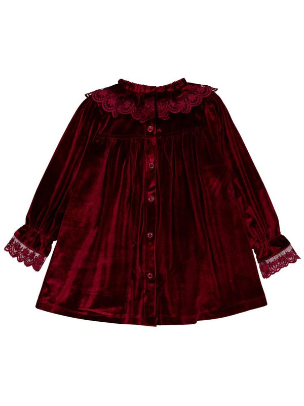 Civil Girls Yakası Fırfırlı 2-5 Yaş Elbise - Bordo