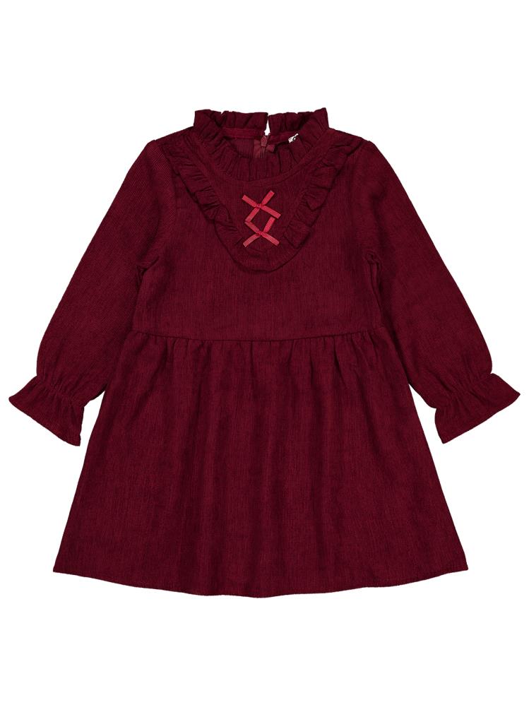 Civil Girls Fiyonklu 2-5 Yaş Elbise - Bordo