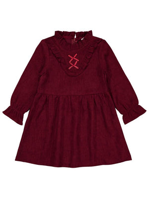 Civil Girls Fiyonklu 2-5 Yaş Elbise - Bordo