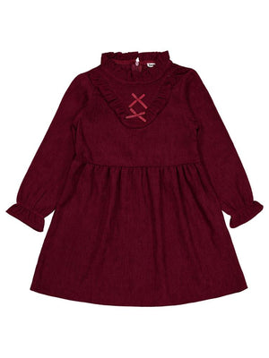 Civil Girls Fiyonklu 6-9 Yaş Elbise - Bordo