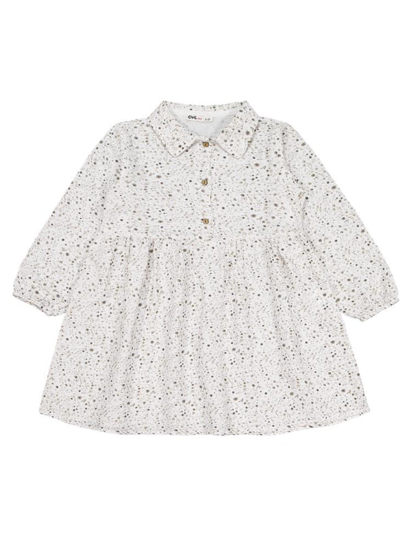 Civil Girls Desenli 2-5 Yaş Elbise - Ekru