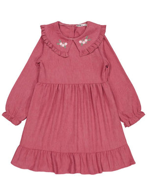 Civil Girls Eteği Fırfırlı 6-9 Yaş Elbise - Pembe