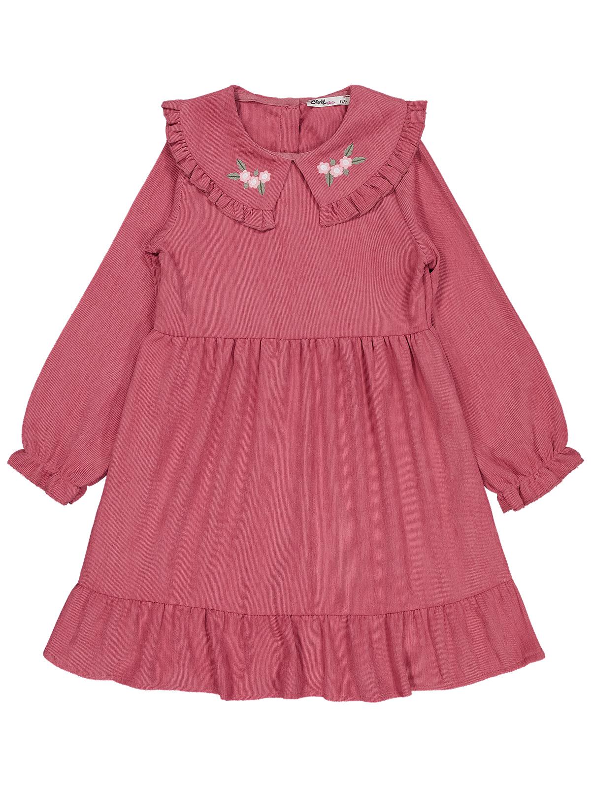 Civil Girls Eteği Fırfırlı 6-9 Yaş Elbise - Pembe