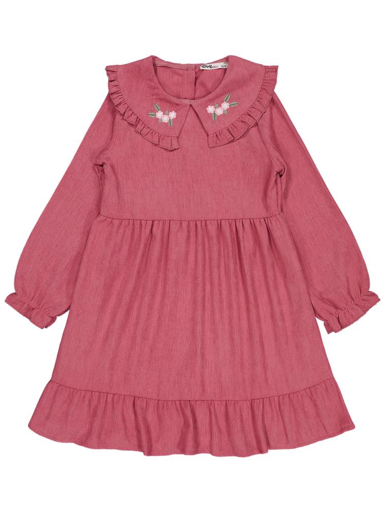 Civil Girls Eteği Fırfırlı 6-9 Yaş Elbise - Pembe