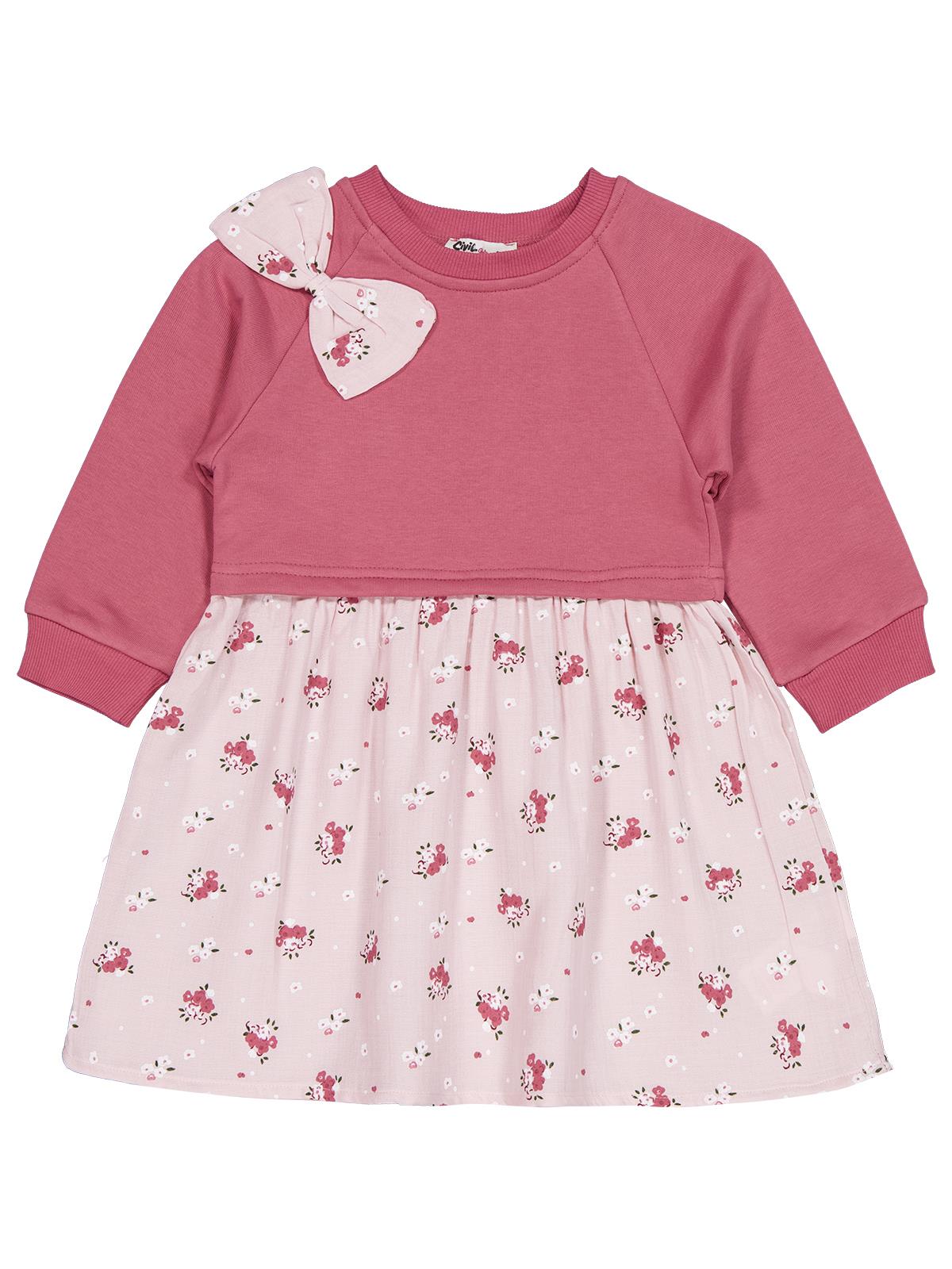 Civil Girls Çiçek Desenli 2-5 Yaş Elbise - Pembe
