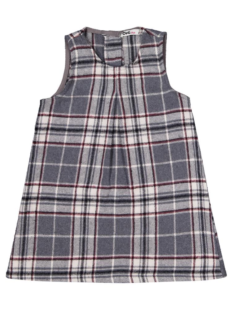 Civil Girls Bebe Yaka 2-5 Yaş Elbise - Gri