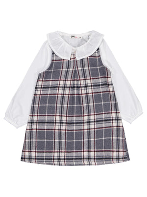 Civil Girls Bebe Yaka 2-5 Yaş Elbise - Gri