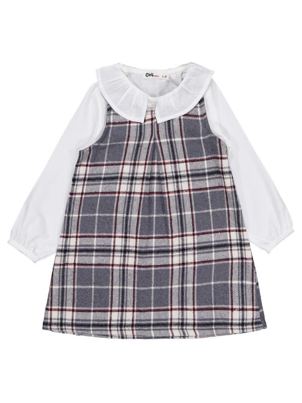 Civil Girls Bebe Yaka 2-5 Yaş Elbise - Gri
