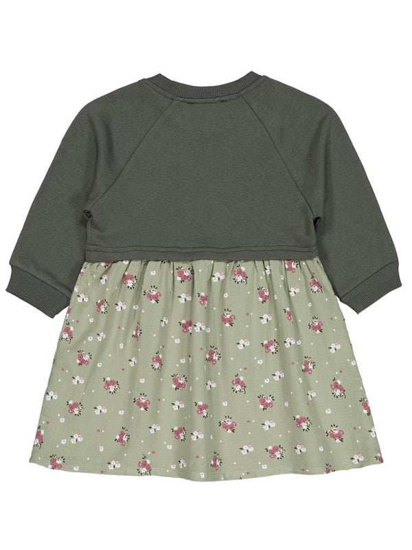 Civil Girls Çiçek Desenli 2-5 Yaş Elbise - Haki