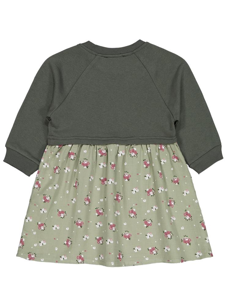 Civil Girls Çiçek Desenli 2-5 Yaş Elbise - Haki