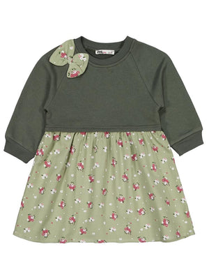 Civil Girls Çiçek Desenli 2-5 Yaş Elbise - Haki