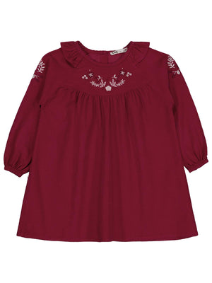 Civil Girls Yakası Nakışlı 2-5 Yaş Elbise - Kırmızı