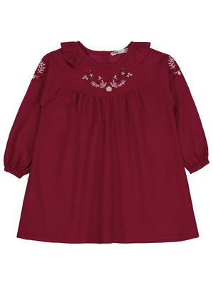 Civil Girls Yakası Nakışlı 2-5 Yaş Elbise - Kırmızı