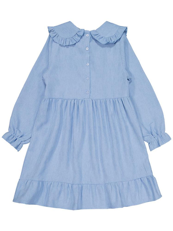 Civil Girls Eteği Fırfırlı 6-9 Yaş Elbise - Mavi