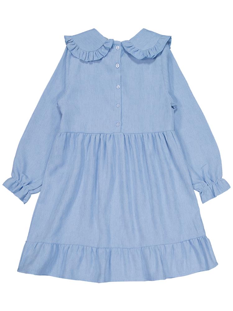 Civil Girls Eteği Fırfırlı 6-9 Yaş Elbise - Mavi