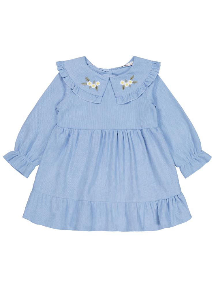 Civil Girls Eteği Fırfırlı 2-5 Yaş Elbise - Mavi