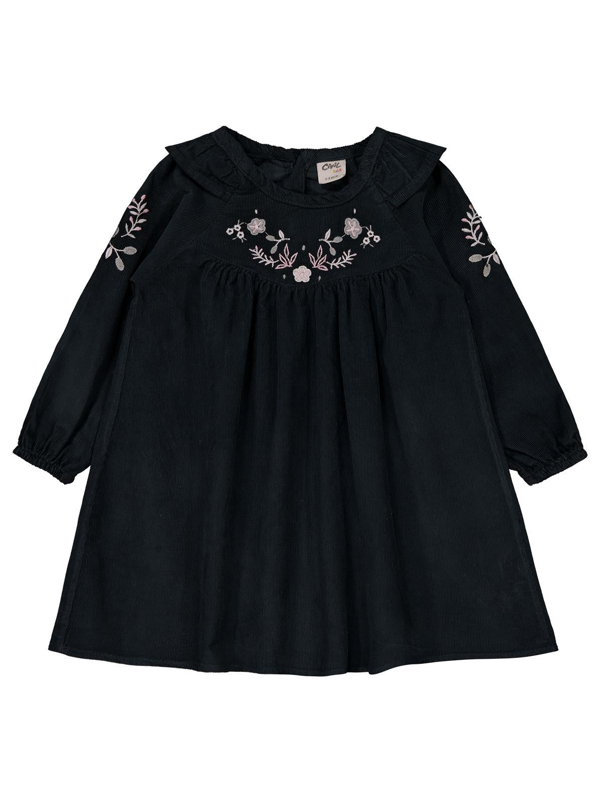 Civil Baby Yakası Nakışlı 6-18 Ay Elbise - Gri