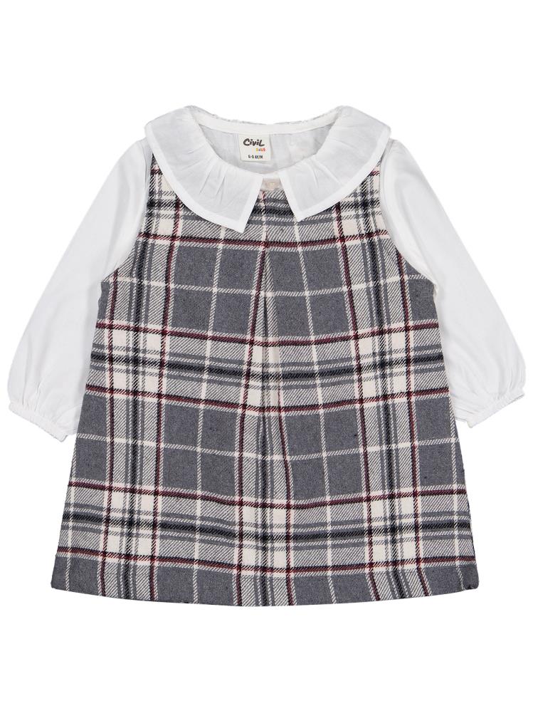 Civil Baby Bebe Yaka 6-18 Ay Elbise - Gri