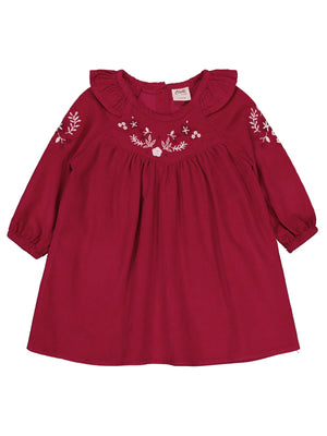 Civil Baby Yakası Nakışlı 6-18 Ay Elbise - Kırmızı