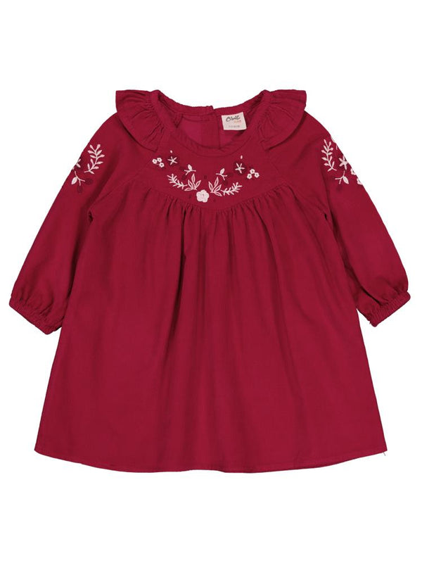 Civil Baby Yakası Nakışlı 6-18 Ay Elbise - Kırmızı