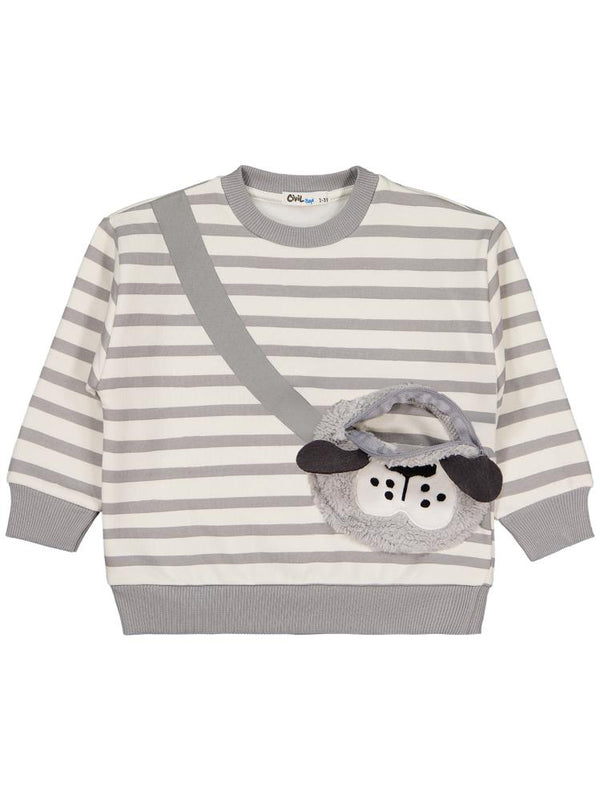 Civil Boys Köpek Çantalı 2-5 Yaş Sweatshirt - Gri