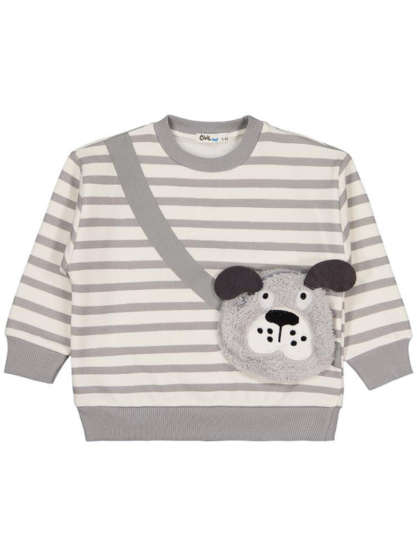 Civil Boys Köpek Çantalı 2-5 Yaş Sweatshirt - Gri