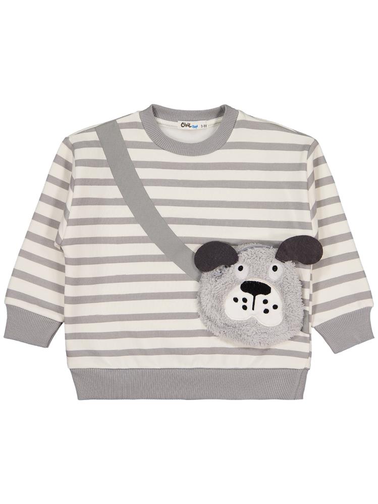 Civil Boys Köpek Çantalı 2-5 Yaş Sweatshirt - Gri