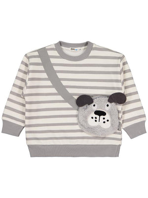 Civil Boys Köpek Çantalı 2-5 Yaş Sweatshirt - Gri