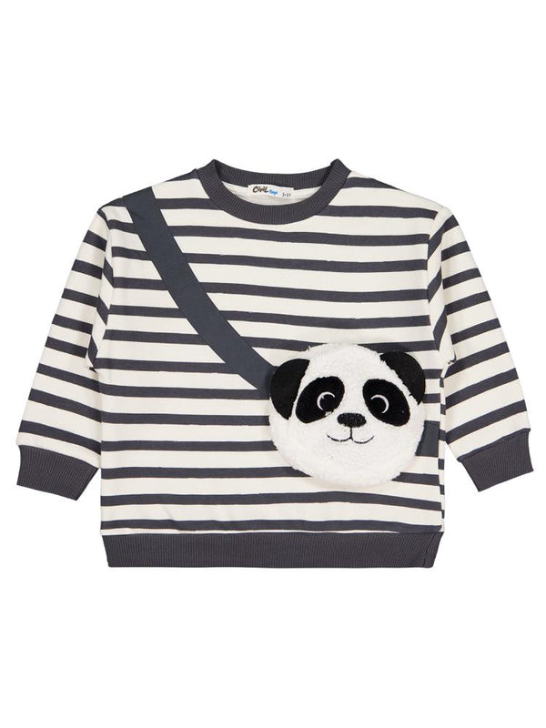 Civil Boys Panda Çantalı 2-5 Yaş Sweatshirt - Gri