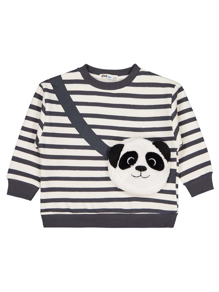 Civil Boys Panda Çantalı 2-5 Yaş Sweatshirt - Gri