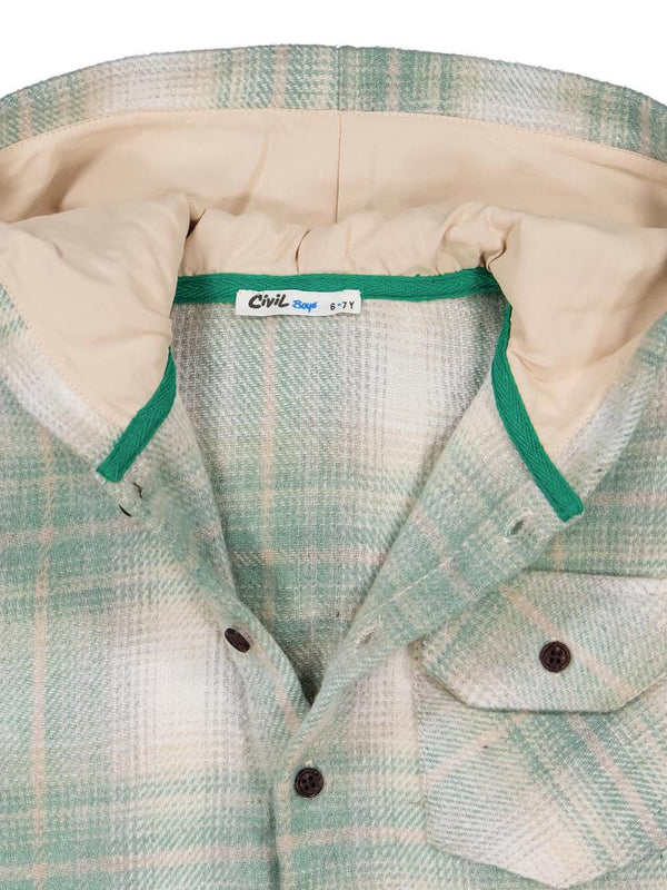 Civil Boys Kapşonlu Ekose 6-9 Yaş Gömlek - Haki