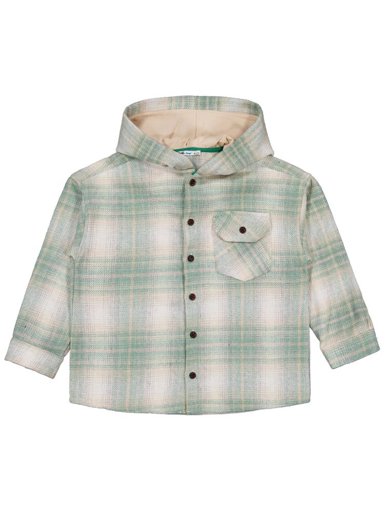 Civil Boys Kapşonlu Ekose 6-9 Yaş Gömlek - Haki