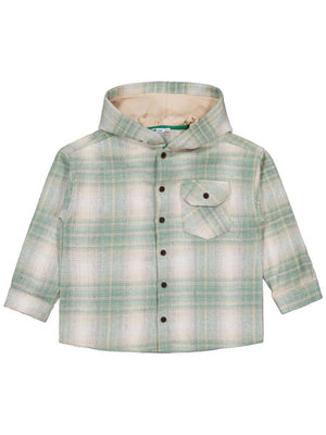 Civil Boys Kapşonlu Ekose 6-9 Yaş Gömlek - Haki