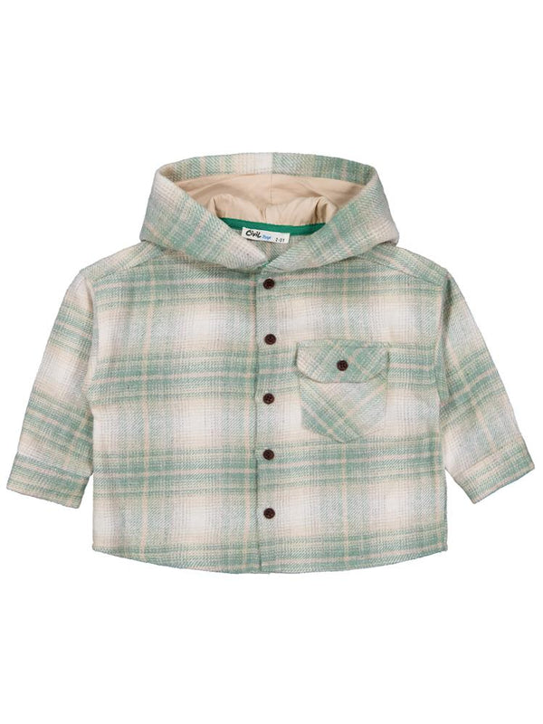 Civil Boys Kapşonlu Ekose 2-5 Yaş Gömlek - Haki